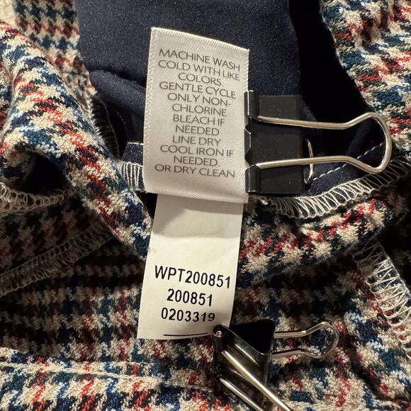 J Jill Womens Pants Pull On Elastic Waist Pockets Tan Red Blue Size 12 IP - Picture 4 of 5